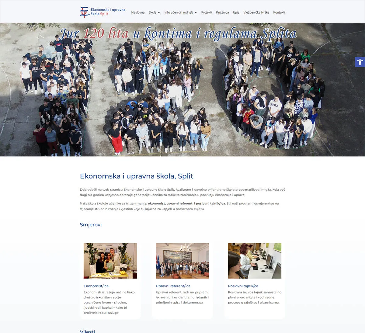 Ekonomska i upravna škola Split web stranica