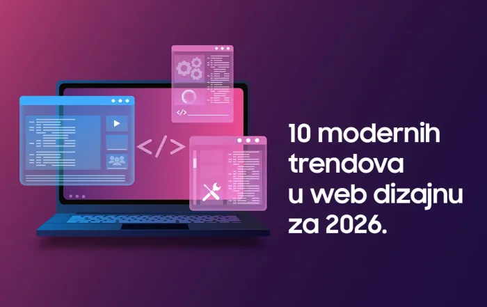 Slika s natpisom 10 modernih trendova u web dizajnu za 2026.