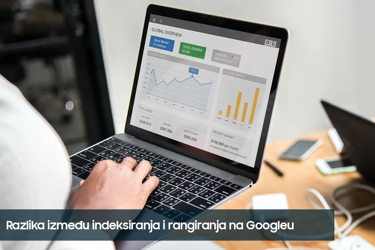 Rangiranje na Googleu graf na laptopu