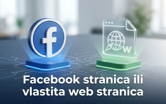 Usporedba Facebook logotipa i ikone vlastite web stranice na modernoj digitalnoj podlozi.